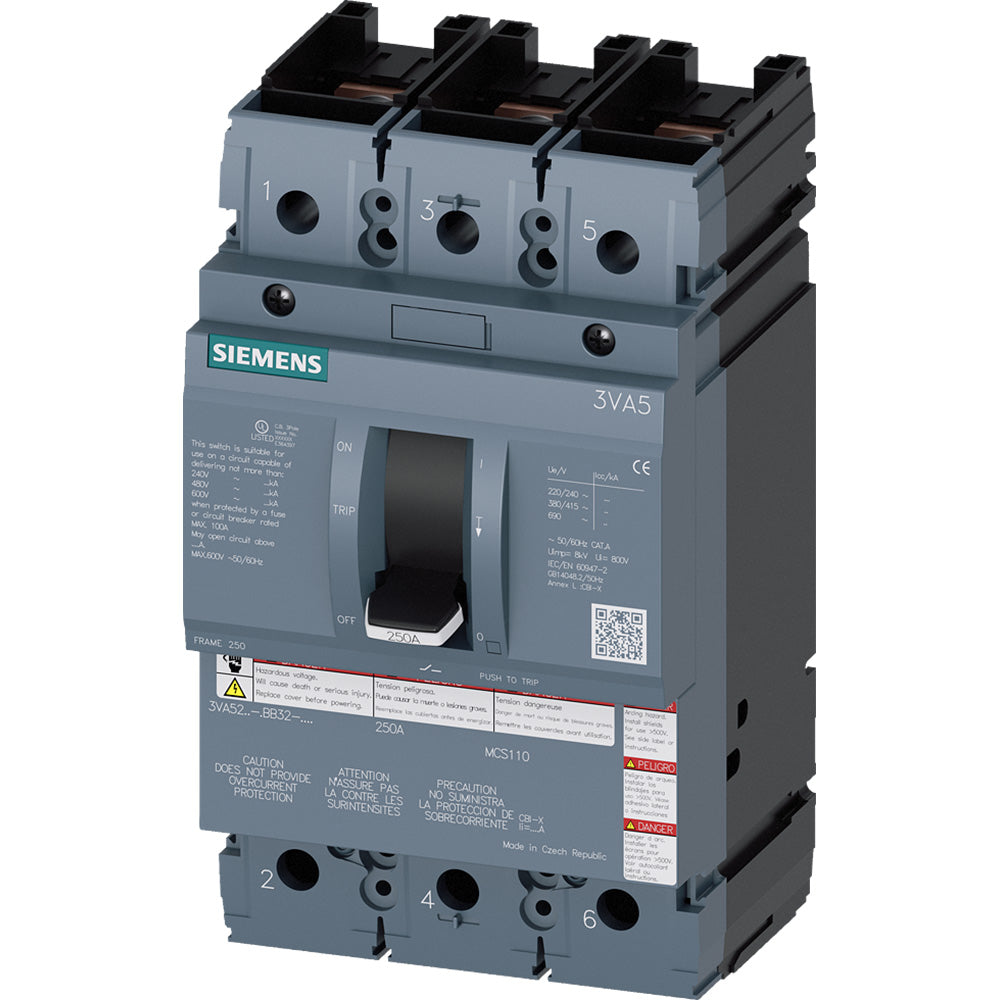 SIEMENS Siemens 3VA5225-0BB32-0AA0 MCSW 3VA52 3P 250A 65kA EA