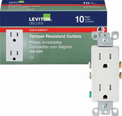 LEVITON Leviton M22-T5325-WMP Decora 15A Tr Outlet White 10PK
