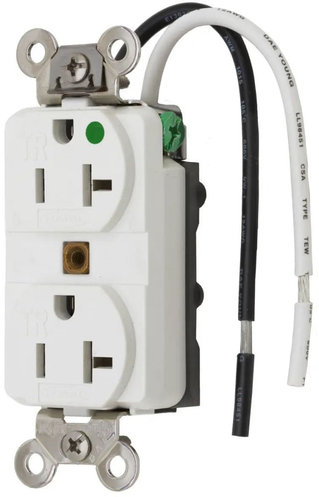 HUBBELL Hubbell HBL8300SGWA Tamper-Resistant Hospital Grade Receptacle 20A/125V (Duplex) HBL8300SGWA