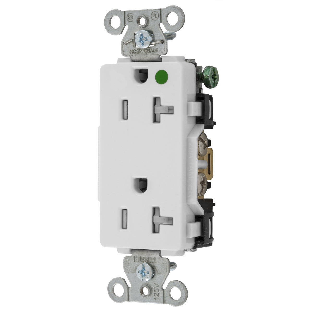 HUBBELL Hubbell 2182WTRA Straight Blade Tamper Resistant Decorator Duplex Receptacle 20A 125V (3.28 x 1.57 x 1.15 in) 2182WTRA