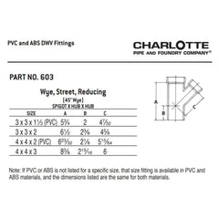 CHARLOTTE PIPE Charlotte Pipe 03636 4 in x 4 in x 3 in Wye (Street) Ftg x Hub x Hub