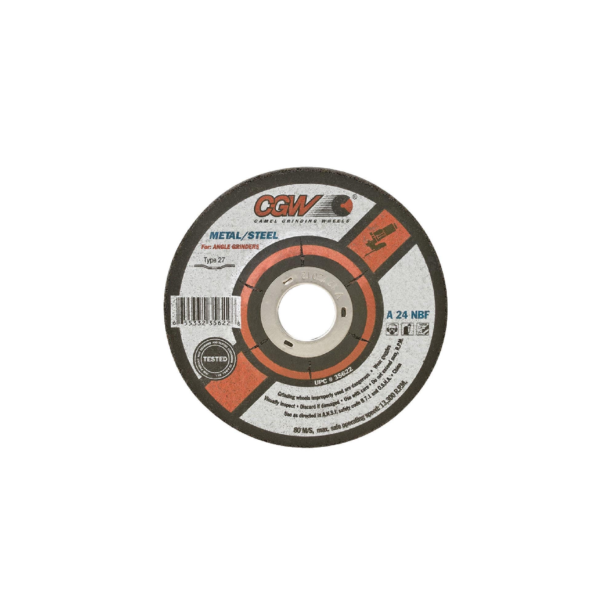 CGW ABRASIVES Cgw Abrasives 35627 5 x 1/4 x 7/8 Steel T27 DP Cut Wheel (5 x 1/4 x 7/8)