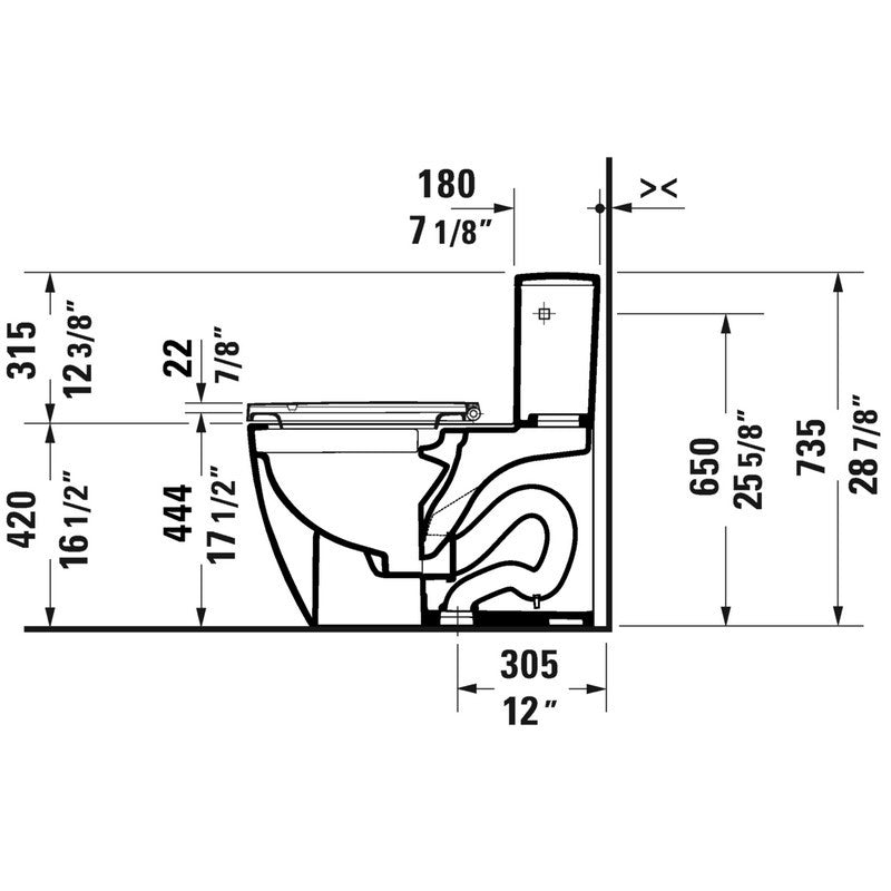 DURAVIT Duravit 2185012002 Me by Starck One-Piece Toilet 1.28 GPF (Elongated, 12 inches Rough-In)