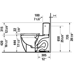 DURAVIT Duravit 2185012002 Me by Starck One-Piece Toilet 1.28 GPF (Elongated, 12 inches Rough-In)