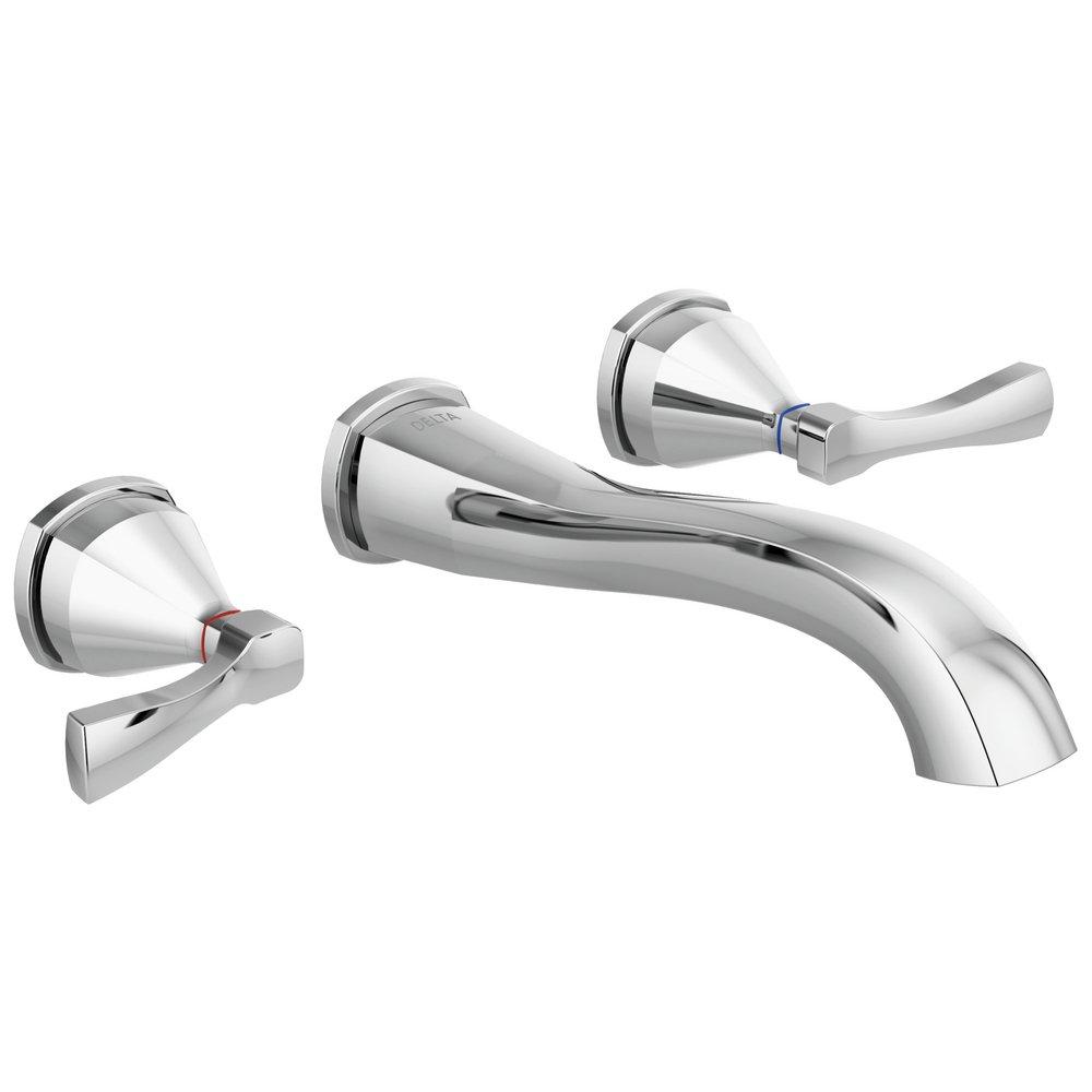 DELTA FAUCET Delta Faucet T3576LF-WL Stryke Two Handle Wall Mount Widespread Bathroom Sink Faucet 1.2 GPM (3-hole 8-16 in.) DT3576LFWL
