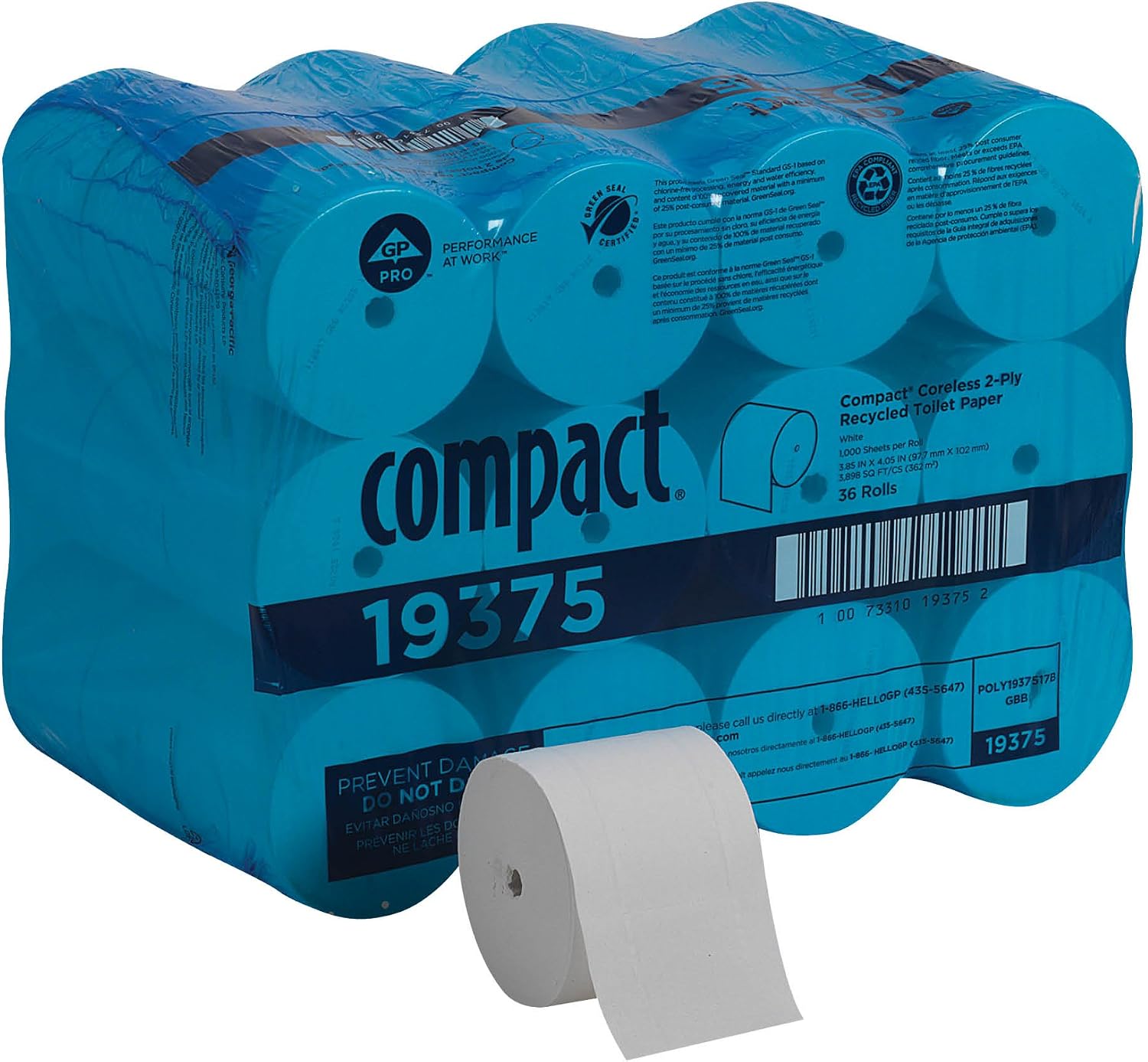 GEORGIA-PACIFIC Georgia-Pacific 19375 Compact Coreless 2-Ply Recycled Toilet Paper 36 Count