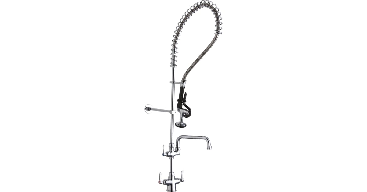 ELKAY Elkay LK543AF12C Food Service Utility Faucet Deck Mount 1-Hole Flexible Spout 2-Handle (30 inch Reach)