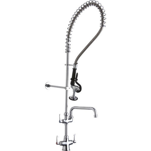 ELKAY Elkay LK543AF12C Food Service Utility Faucet Deck Mount 1-Hole Flexible Spout 2-Handle (30 inch Reach)