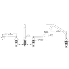 ELKAY Elkay LK800HA08T6 8in Centerset Concealed Deck Faucet 8in High Arc Spout 6in Wristblade Handles (3-Hole)