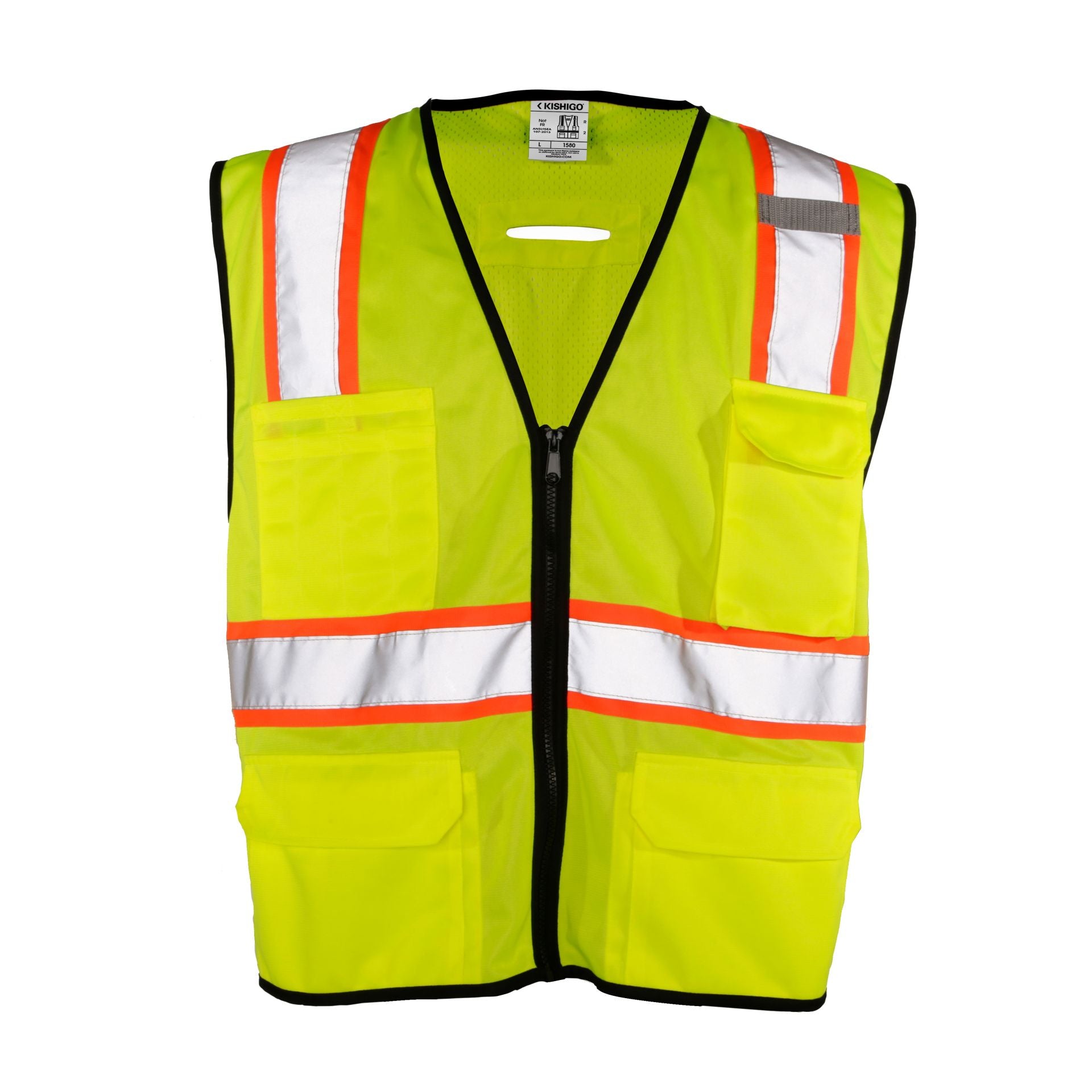 KISHIGO Kishigo 1580-2X-3X 6 Pocket Contrast Vest (2X-3X)