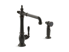 KOHLER Kohler 99265-2BZ Artifacts Single Handle Kitchen Faucet With Side Spray (9 in Swing Spout Reach)