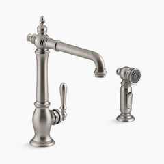 KOHLER Kohler 99265-2BZ Artifacts Single Handle Kitchen Faucet With Side Spray (9 in Swing Spout Reach)