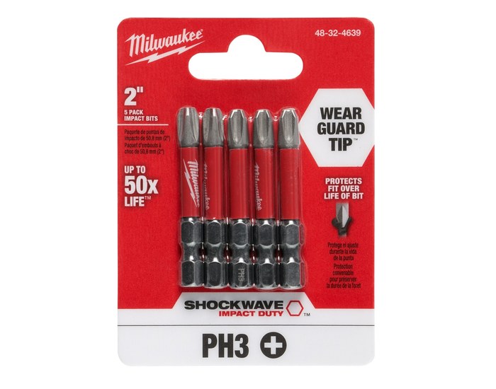 MILWAUKEE Milwaukee 48-32-4639 Shockwave 2 in PH3 Impact Driver Bits 5 Pack 48-32-4639