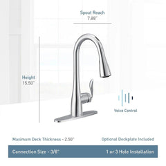 MOEN Moen 7594EVORB Arbor Single-Handle Pull Down Touchless Kitchen Faucet Battery Powered (Single Unit)