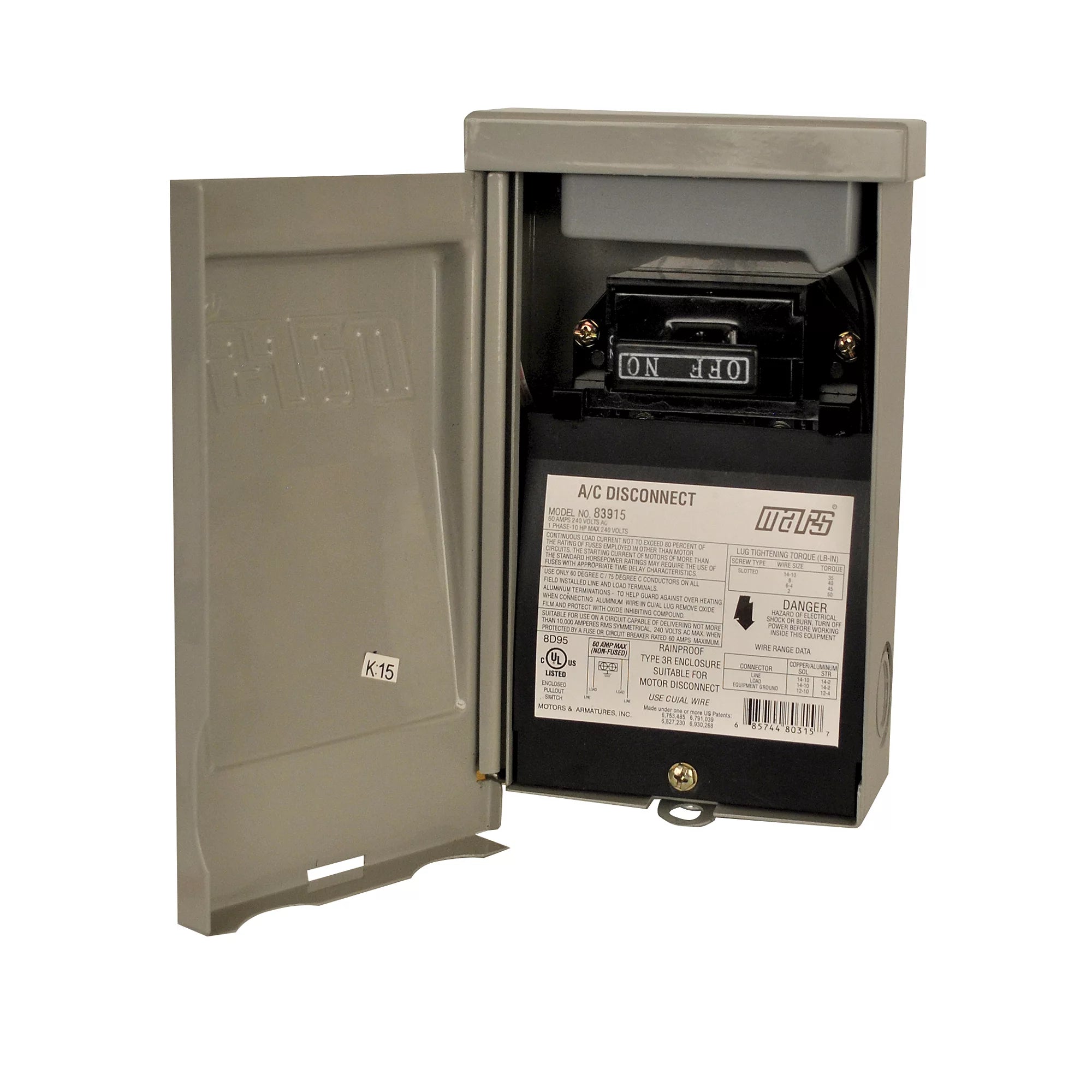 MARS Mars 83915 Non-Fused Disconnect With Surge Protector 60A (Side Open) MAR83915