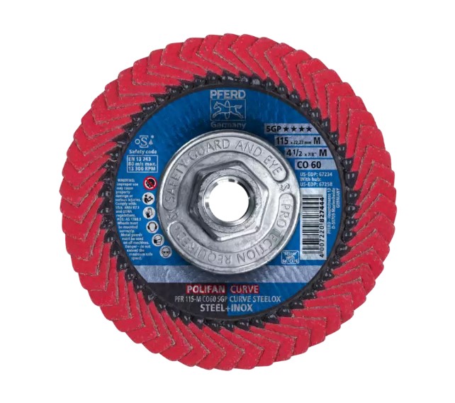 PFERD Pferd 67258 Polifan Curve Ceramic Flap Disc 4-1/2 x 5/8-11 (67258)