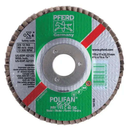 PFERD Pferd 62158 Polifan SG Flap Disc 40 Grit (5 inches x 7/8 inches Pack of 10)