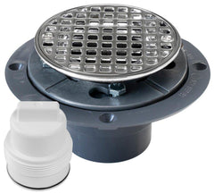 SIOUX CHIEF Sioux Chief 821-T2PCP Drain and Plug Shower Pan PVC Round 2 in