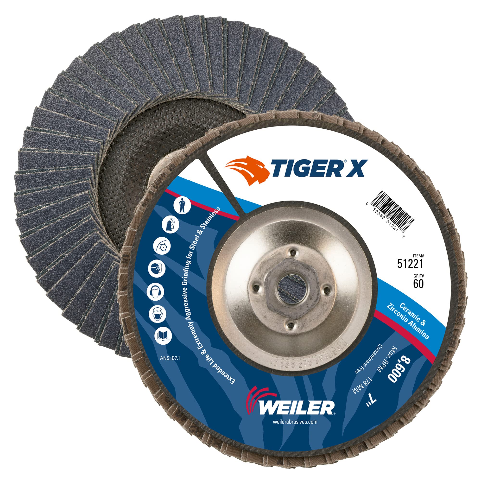 WEILER Weiler 51221 Tiger X 60 Grit 7 in Type 29 (5/8-11 Arbor)