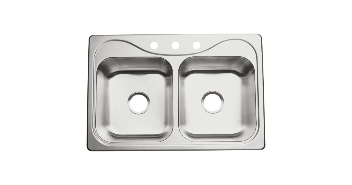 STERLING Sterling 11402-3-NA Southhaven Top-Mount Double Equal Bowl Kitchen Sink (33 x 22 in) S114023NA