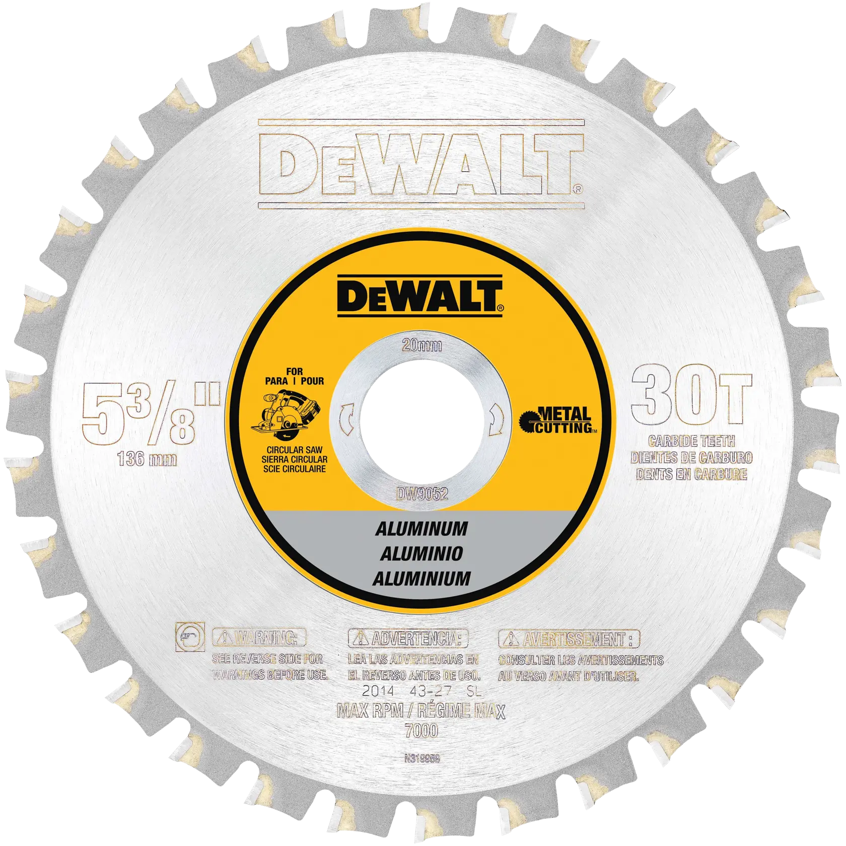DEWALT Dewalt DW9052 Series 20 Construction 5-3/8 in 30T Aluminum Non-Ferrous Metal Blade
