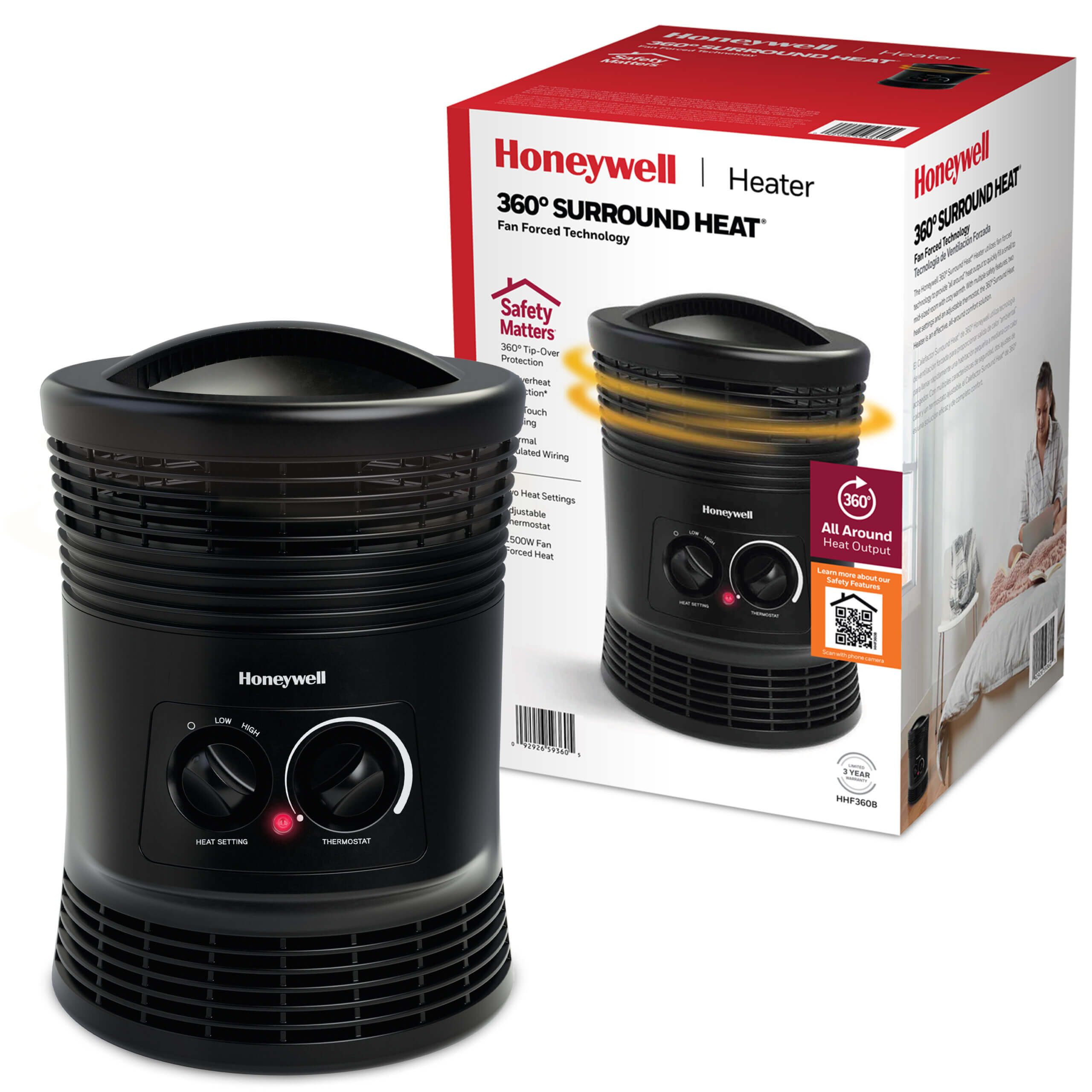 HONEYWELL Honeywell HHF360V 360 Degree Surround Fan Forced Heater 1500W (Small)