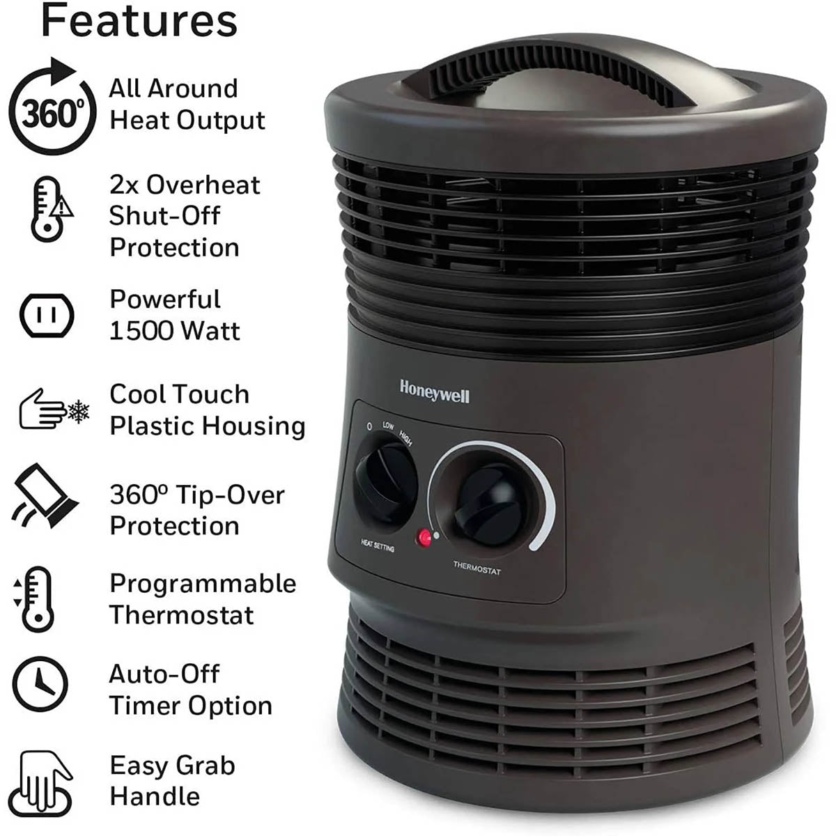 HONEYWELL Honeywell HHF360V 360 Degree Surround Fan Forced Heater 1500W (Small)