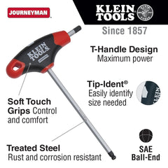 KLEIN TOOLS Klein Tools JTH6E10BE 5/32-Inch Ball Hex Key Journeyman T-Handle 6-Inch