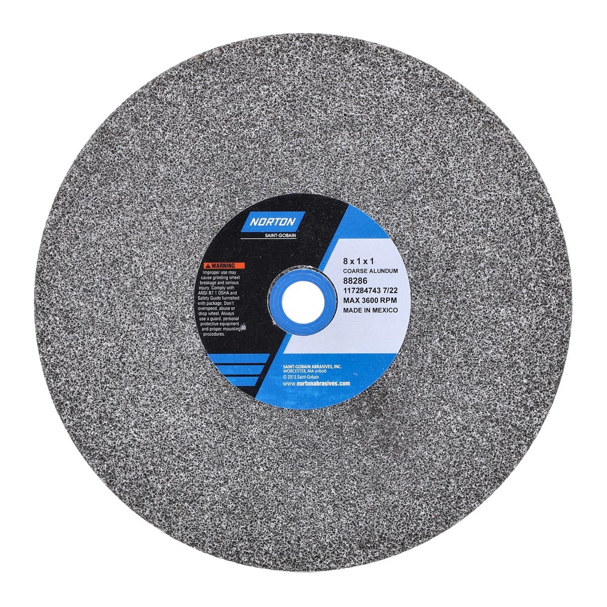 NORTON Norton 07660788286 Gemini Alundum Type 1 Straight Grinding Wheel (8 x 1 x 1 in)