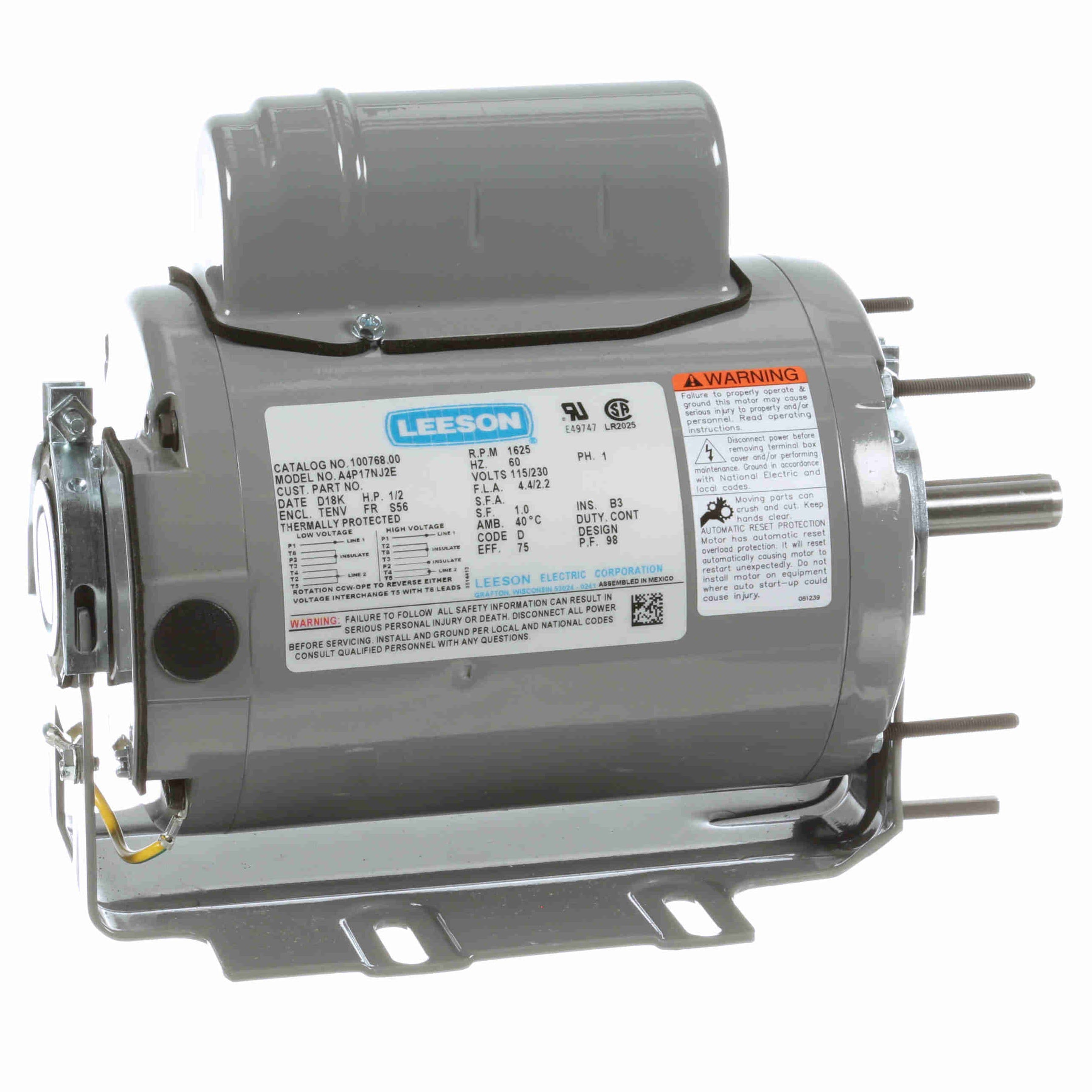 REGAL REXNORD Regal Rexnord 100768.00 1/2 HP 1625 RPM Motor (S56)