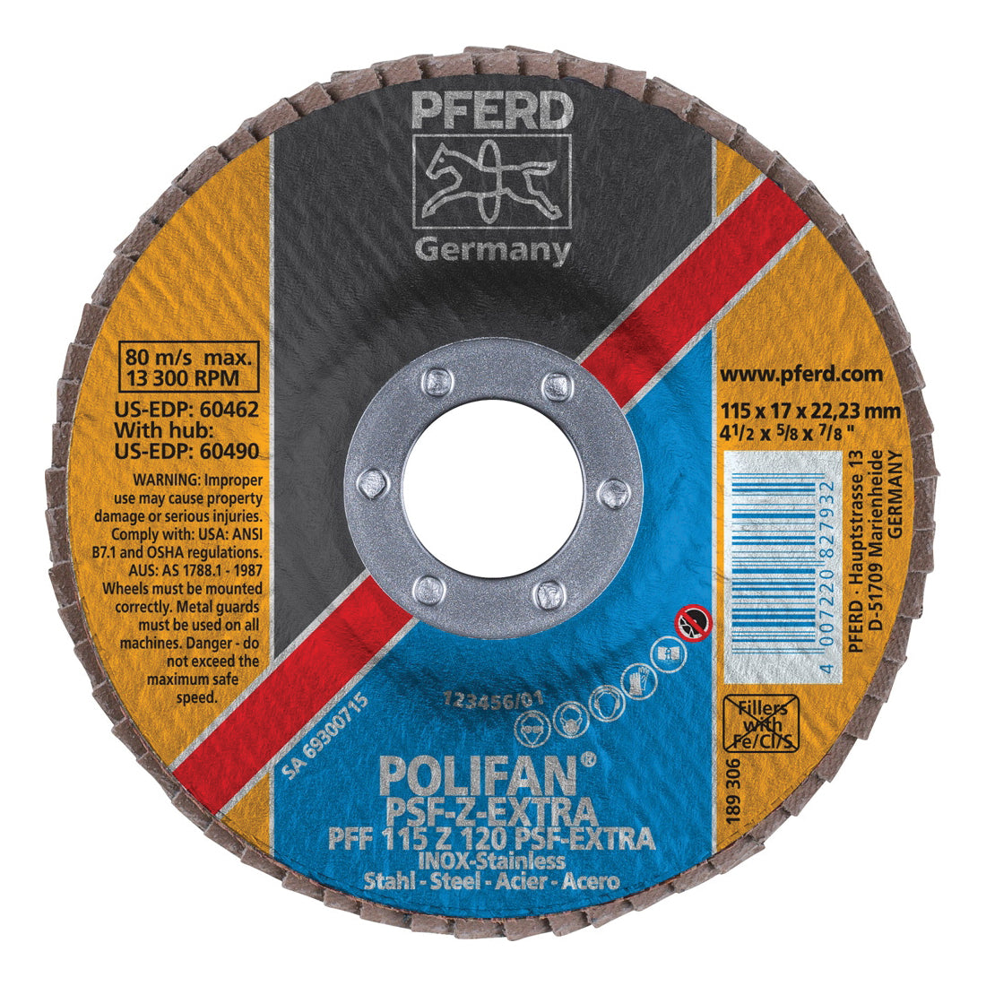 PFERD Pferd 60462 Polifan FDFlat PSF Extra Zirconia 120G (4-1/2 in x 7/8 in)
