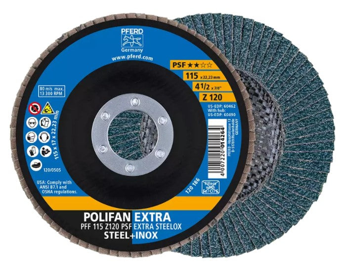 PFERD Pferd 60462 Polifan FDFlat PSF Extra Zirconia 120G (4-1/2 in x 7/8 in)
