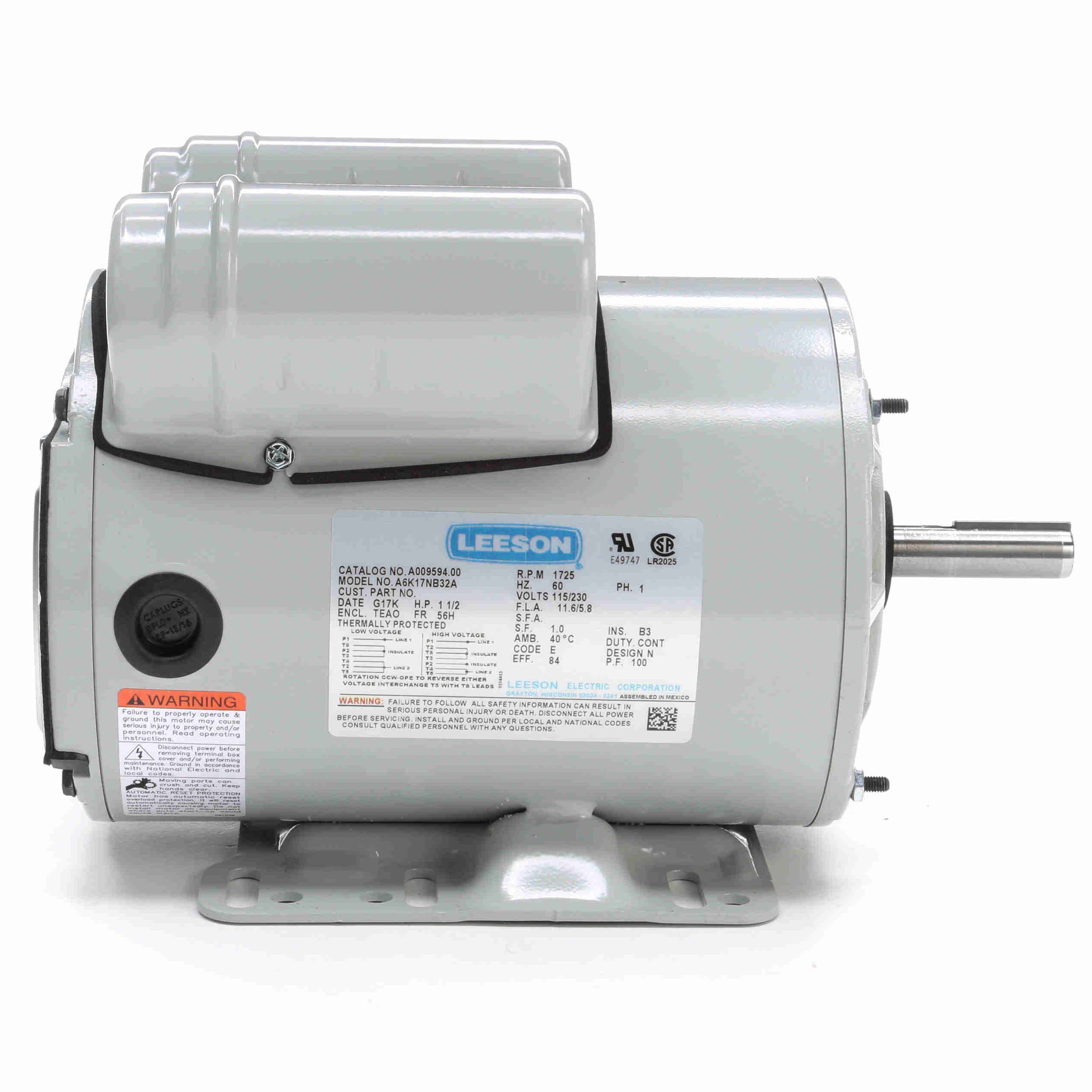 REGAL REXNORD Regal Rexnord A009594.00 Leeson Motor 1.5HP 56H Frame M009594.00