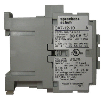 SPRECHER + SCHUH Sprecher + Schuh CA7-12-10-600 IEC Contactor 12 A (3 Pole)