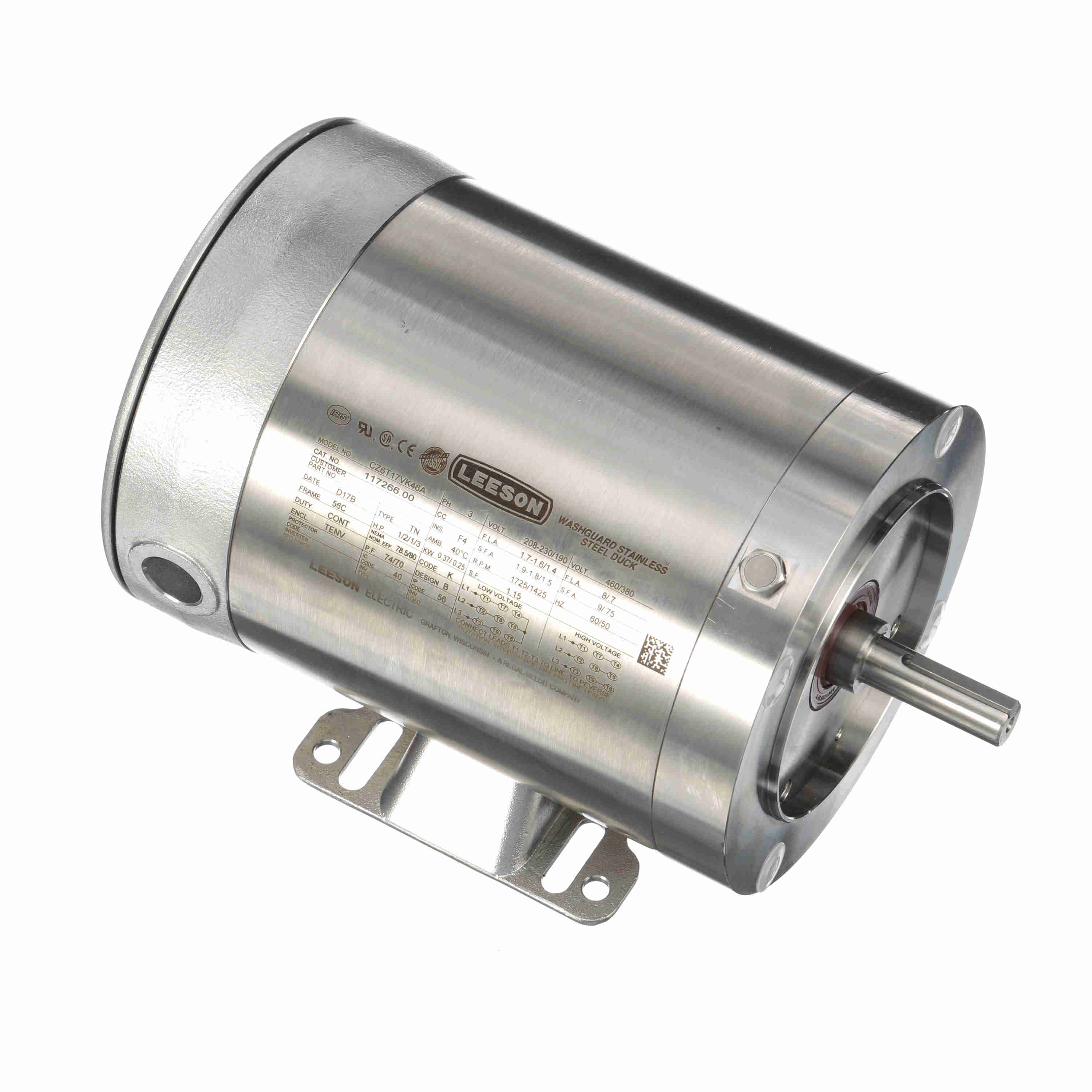REGAL REXNORD Regal Rexnord 117266.00 Motor 0.50/0.33 HP (56C Frame)