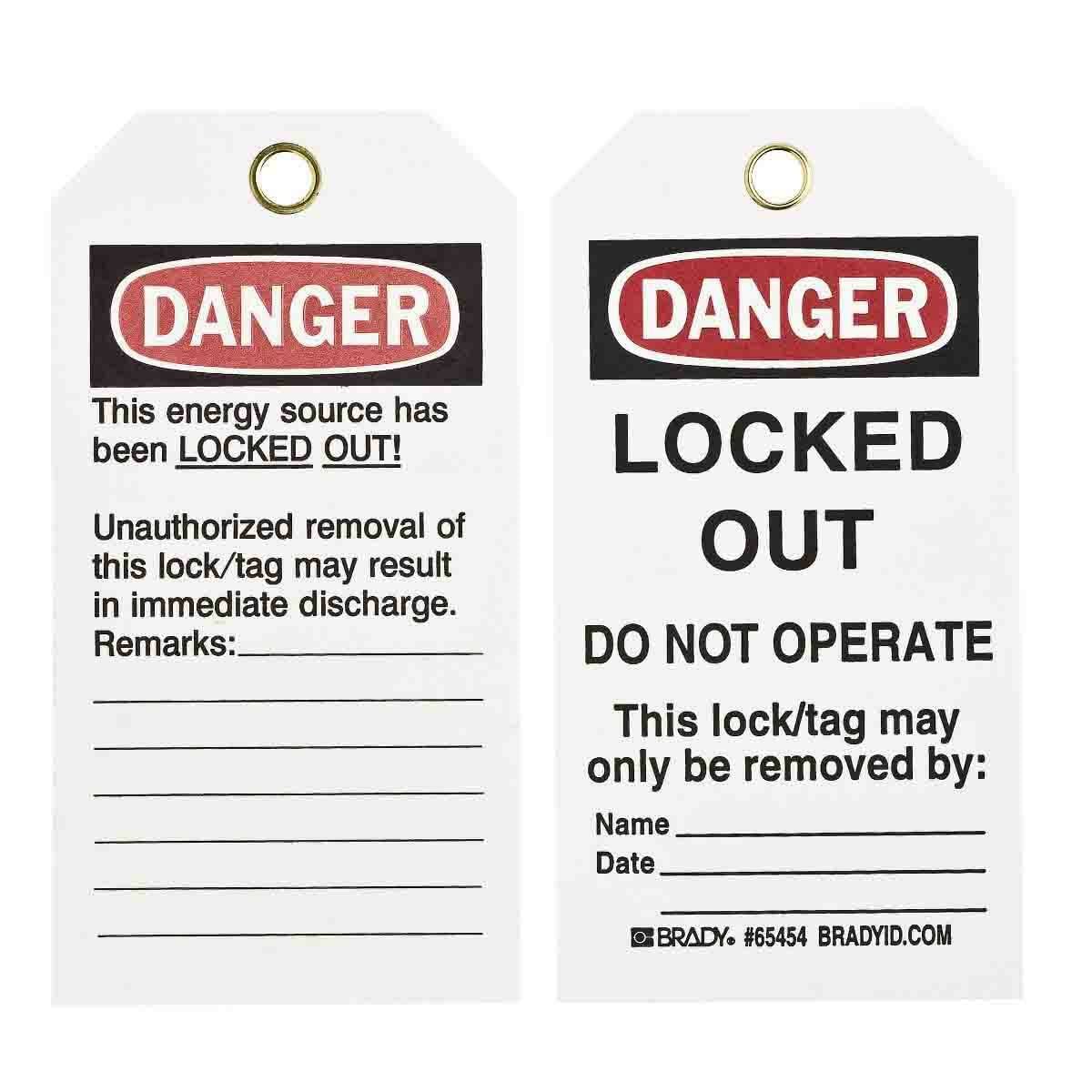 BRADY Brady 65454 Danger Locked Out Do Not Operate Tag 5-3/4 in x 3 in (25 Pack)
