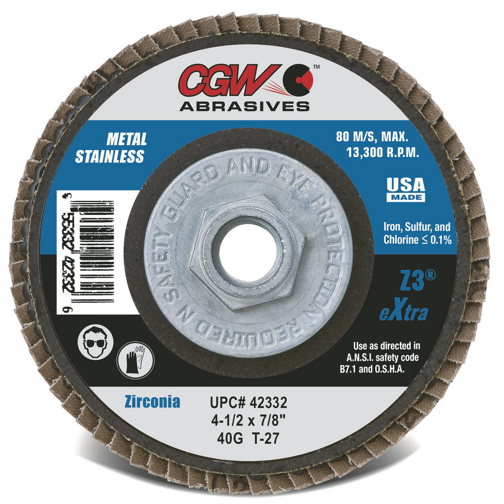 CGW ABRASIVES Cgw Abrasives 53002 6x7/8 Z3-40 T27 Regular Flapdisc (6 in x 7/8 in)