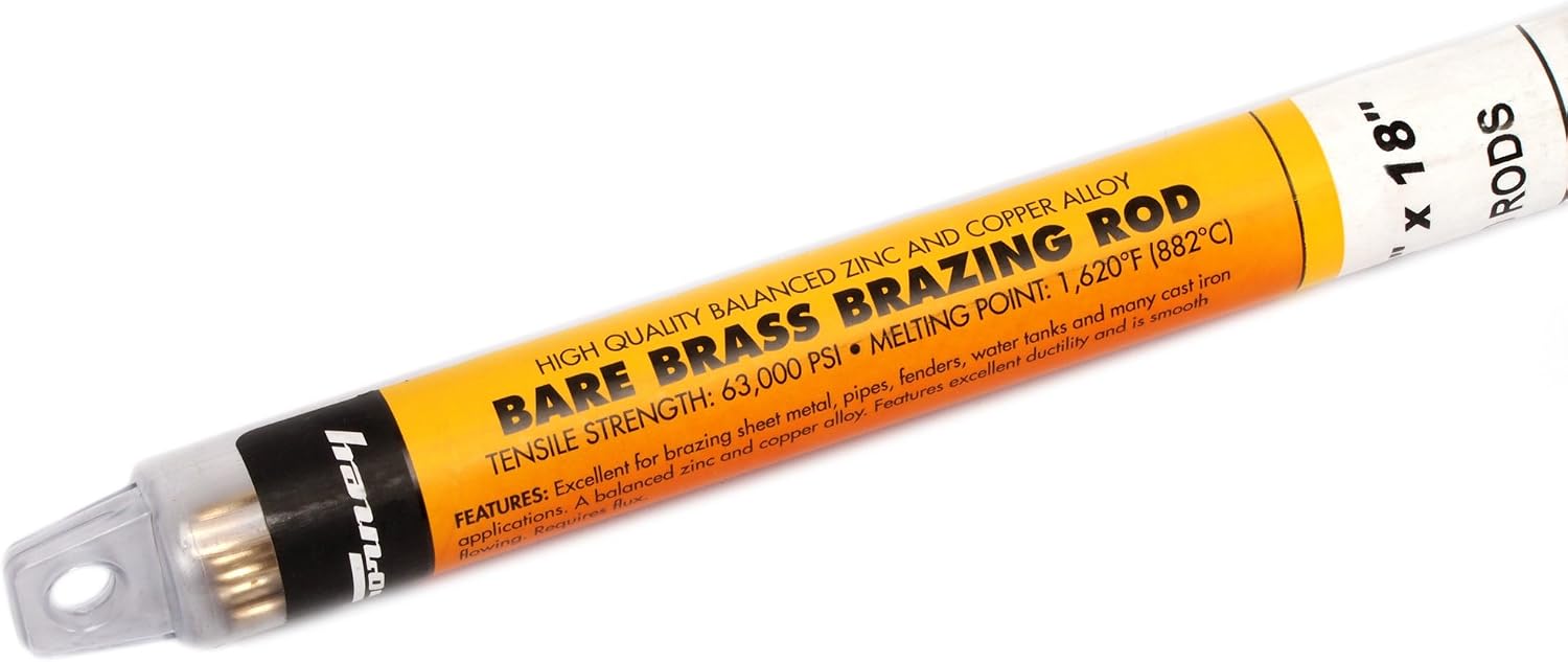 FORNEY Forney 47300 Bare Brass Gas Brazing Rod 1/8-Inch x 18-Inch (10 Rods)
