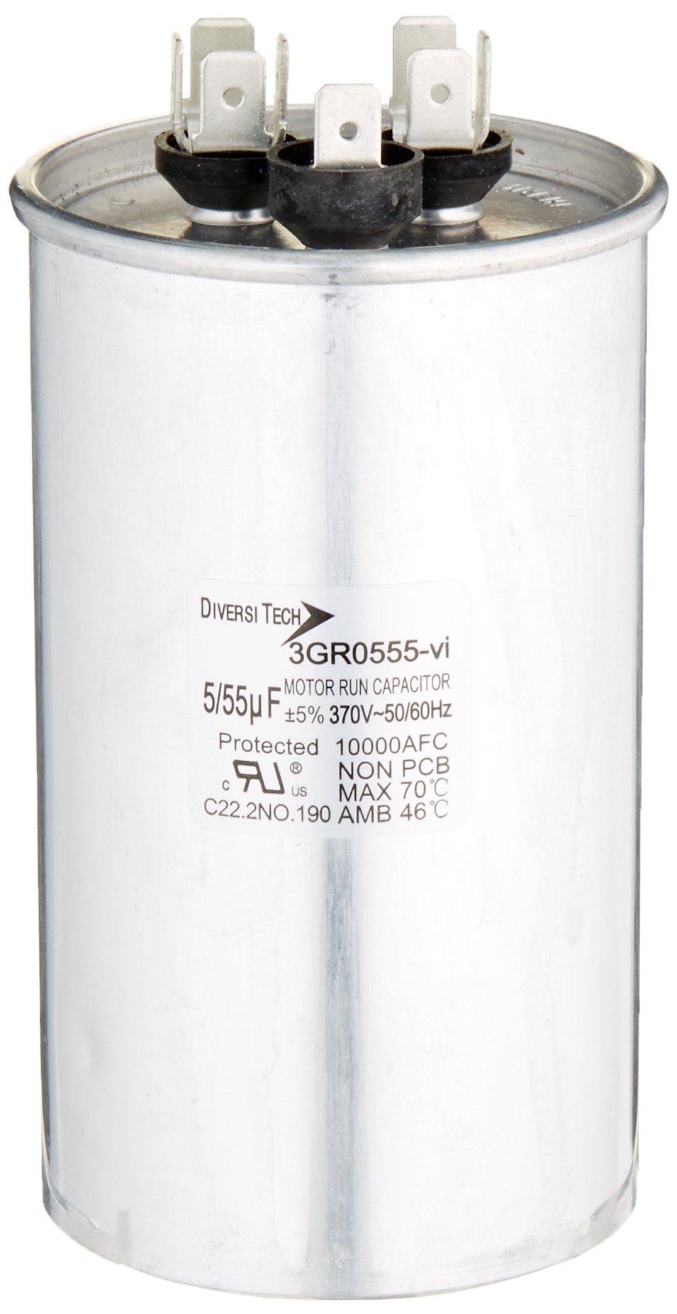 DIVERSITECH Diversitech 3GR0555 Motor Run Capacitor 370 V AC (Round 55+5 uF) 0261-7752