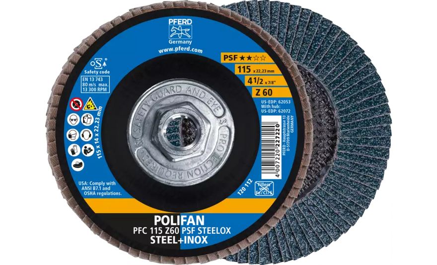 PFERD Pferd 62072 Polifan Psf Zirc Conical 60G (4-1/2 x 5/8-11)