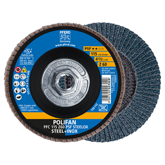 PFERD Pferd 62072 Polifan Psf Zirc Conical 60G (4-1/2 x 5/8-11)