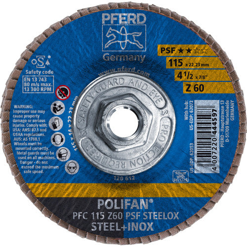 PFERD Pferd 62072 Polifan Psf Zirc Conical 60G (4-1/2 x 5/8-11)
