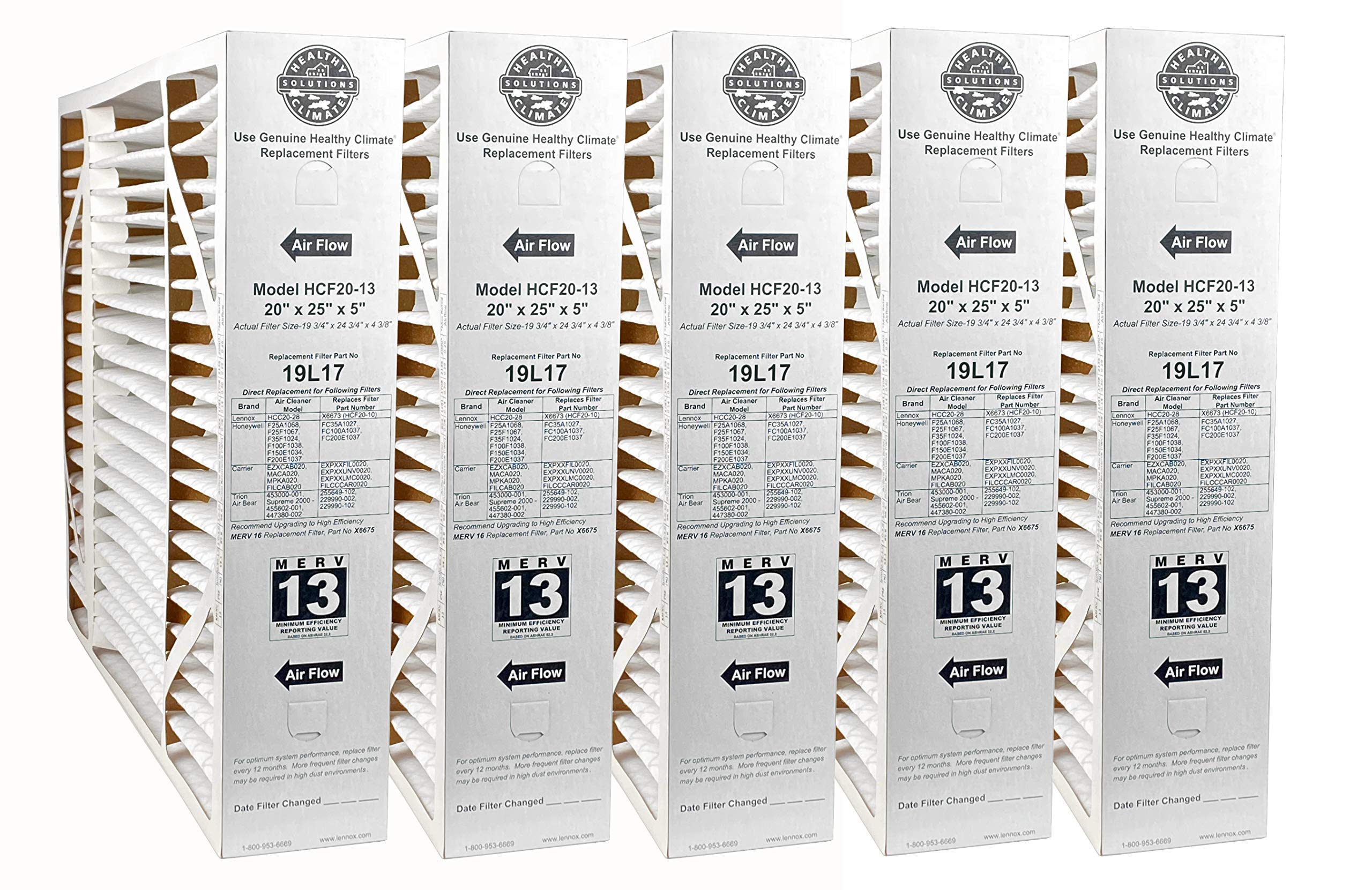LENNOX Lennox 19L17 Healthy Climate HCF20-13 (20 x 25 x 5, 5-Pack) Replaces X6673/FC100A1037
