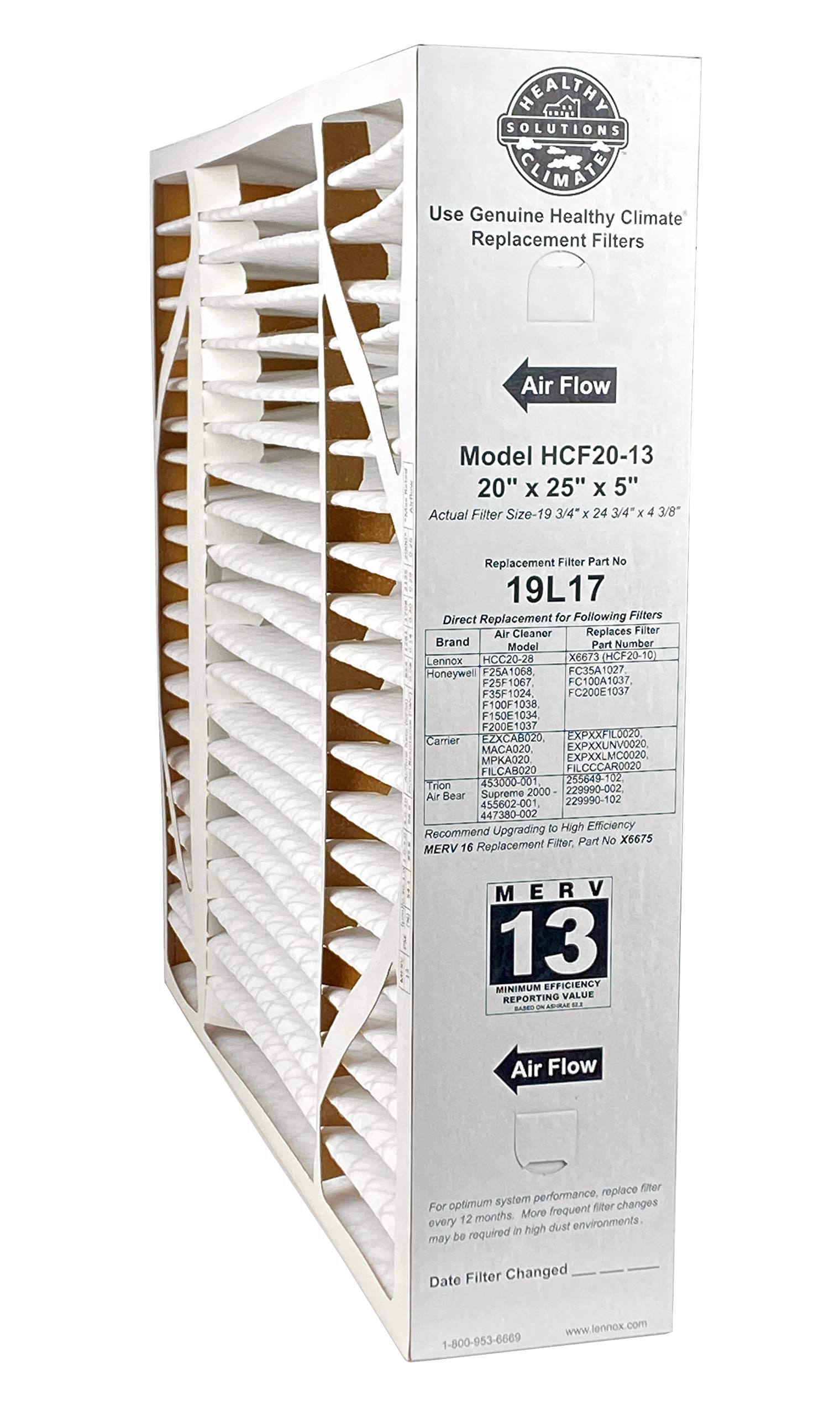 LENNOX Lennox 19L17 Healthy Climate HCF20-13 (20 x 25 x 5, 5-Pack) Replaces X6673/FC100A1037