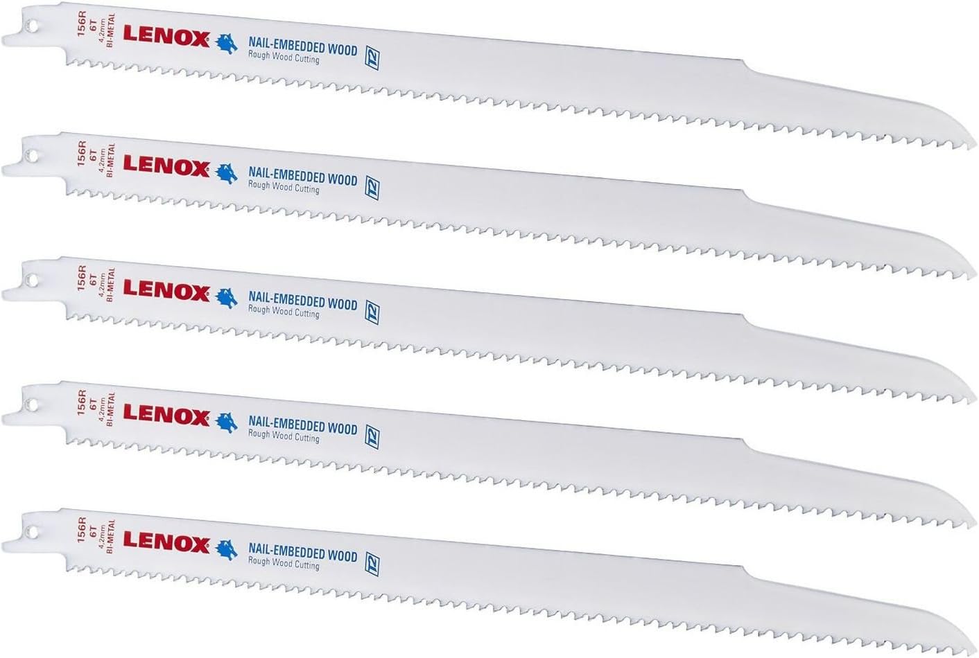 LENOX Lenox 20585156R Bi-Metal Reciprocating Saw Blade 12 in 6 TPI (3/4 x .050, 5-Pack)