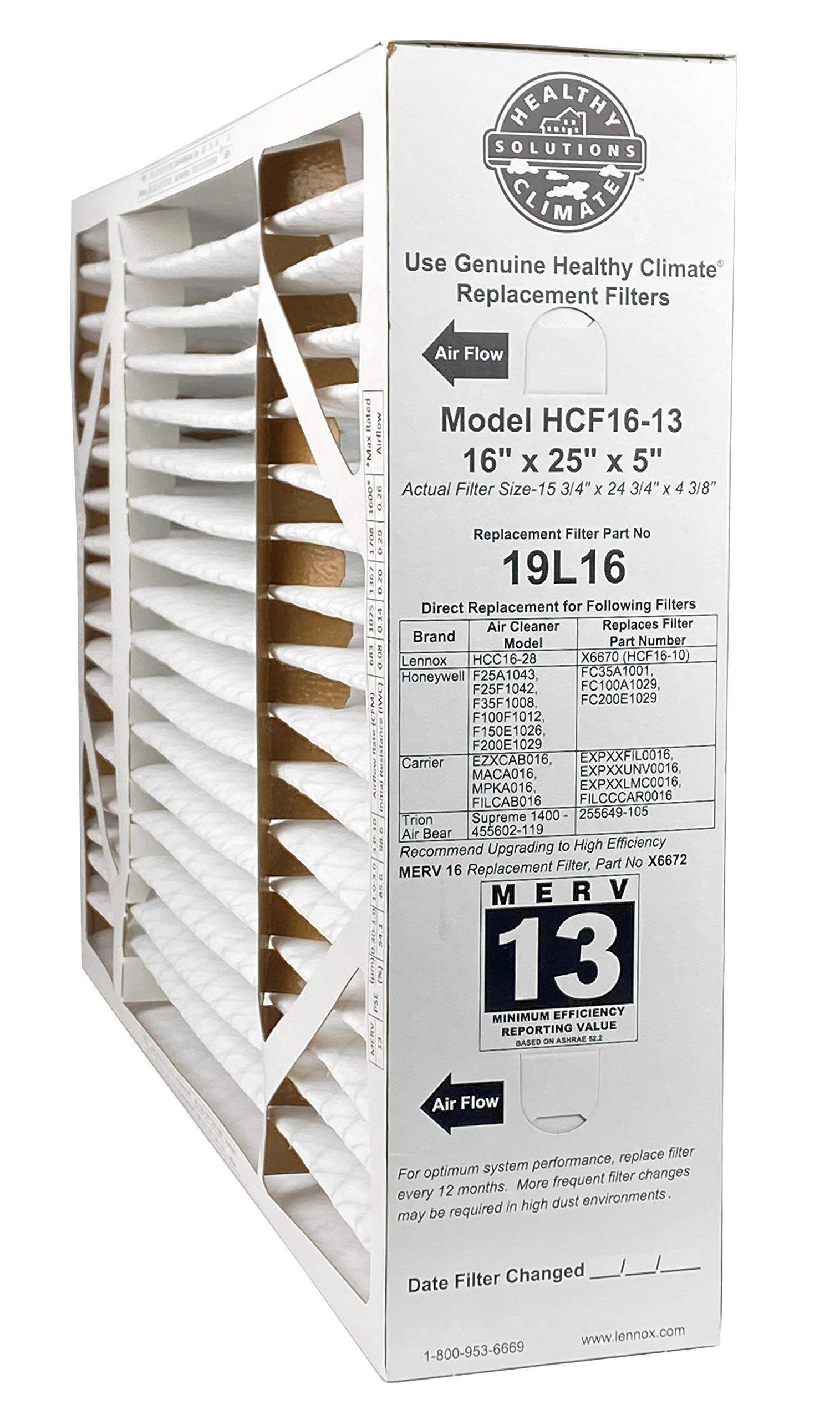 LENNOX Lennox 19L16 Healthy Climate Boxed Media Air Cleaner 16 x 25 x 5 (replaces X6670)
