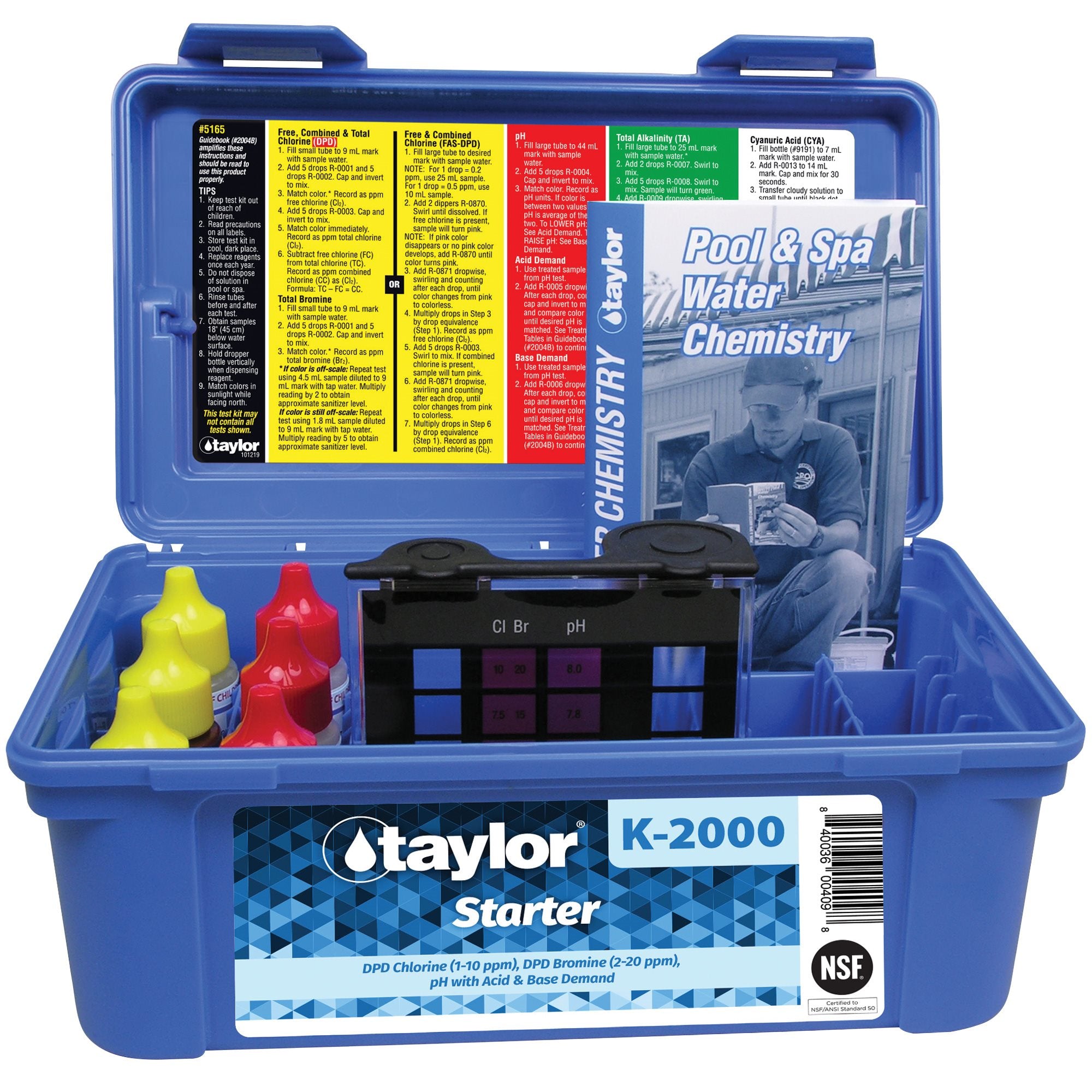 TAYLOR Taylor K-2000 Basic Liquid DPD Test Kit High Range (0.75 oz Bottles)