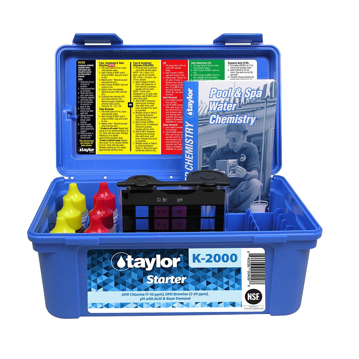 TAYLOR Taylor K-2000 Basic Liquid DPD Test Kit High Range (0.75 oz Bottles)