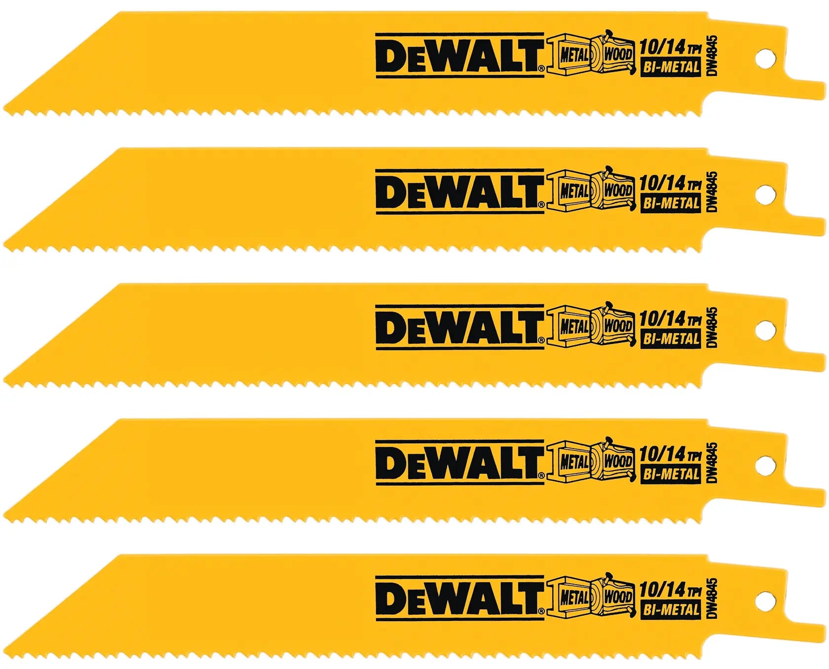 DEWALT Dewalt DW4845 6-inch 10/14 TPI straight back bi-metal reciprocating saw blades (5 pack)