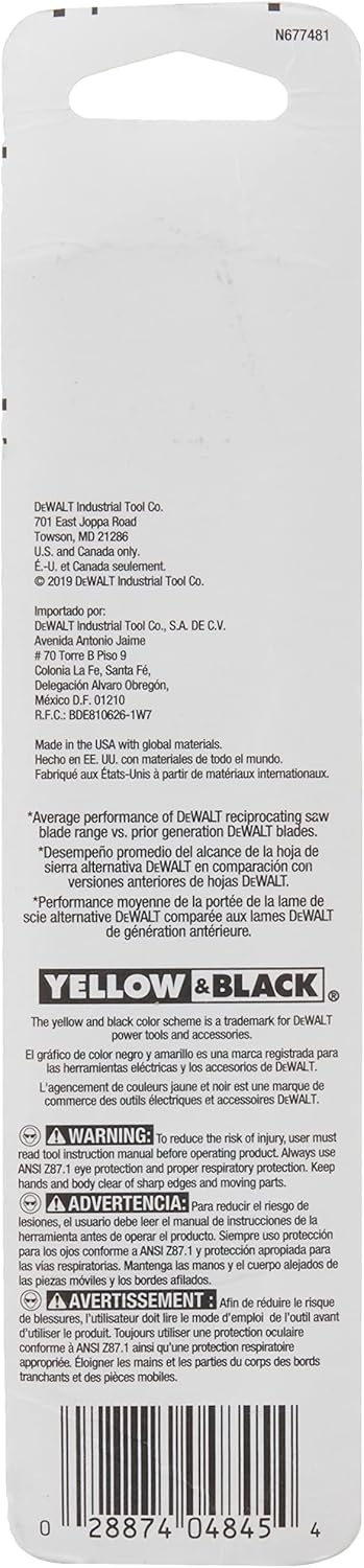 DEWALT Dewalt DW4845 6-inch 10/14 TPI straight back bi-metal reciprocating saw blades (5 pack)